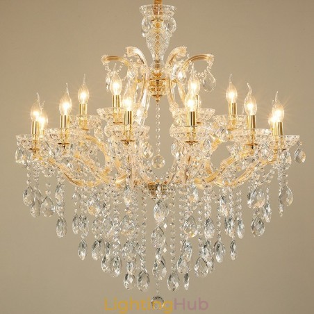 18 (12+6) Light Gold Crystal Candle Chandelier 18 (12+6) Light Gold Crystal Candle Chandelier