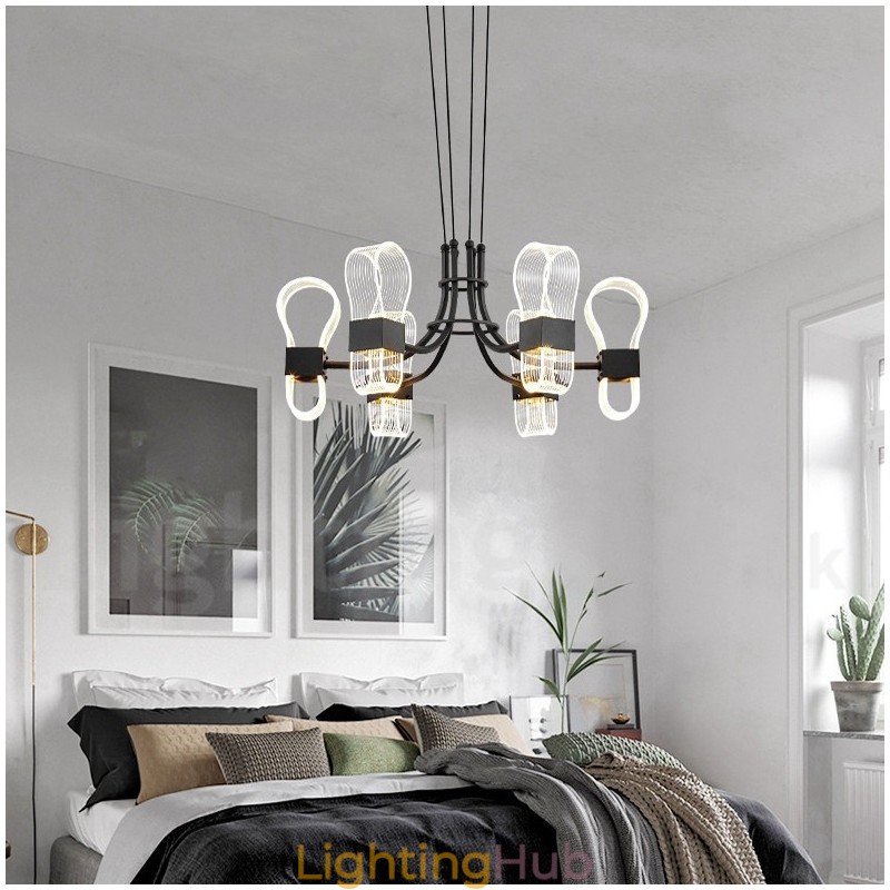 6 Light Nordic Post Modern Design Chandelier with Acrylic Shades