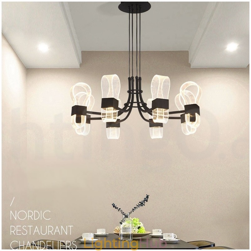 8 Light Nordic Post Modern 2021 Design Chandelier with Acrylic Shades