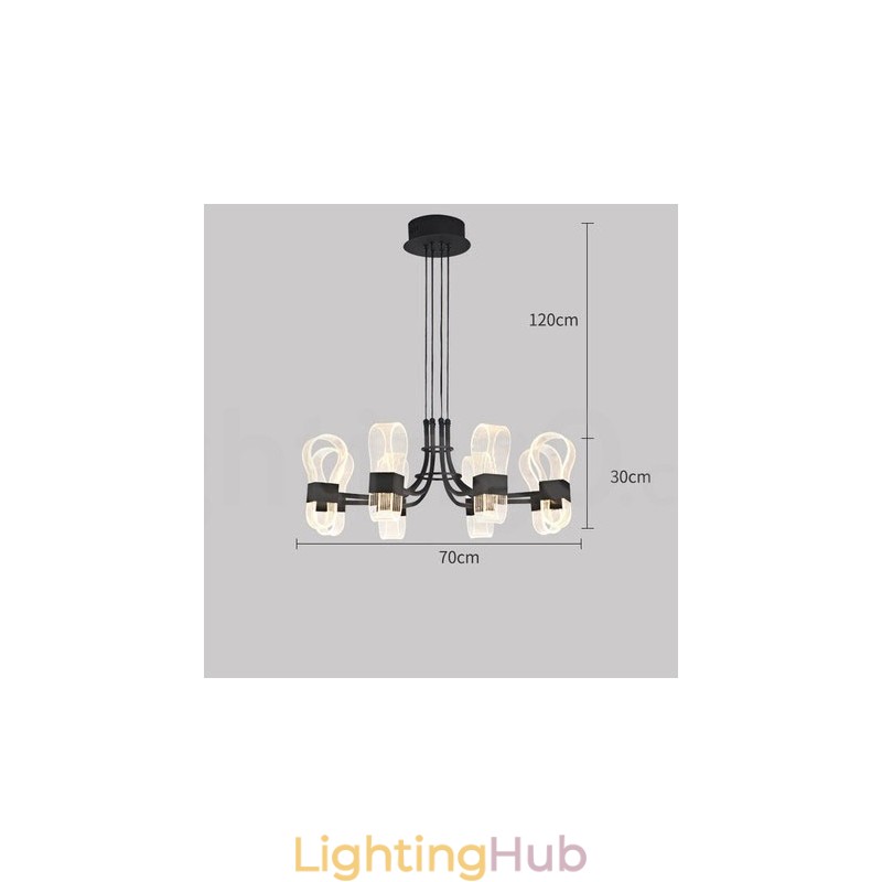 8 Light Nordic Post Modern 2021 Design Chandelier with Acrylic Shades