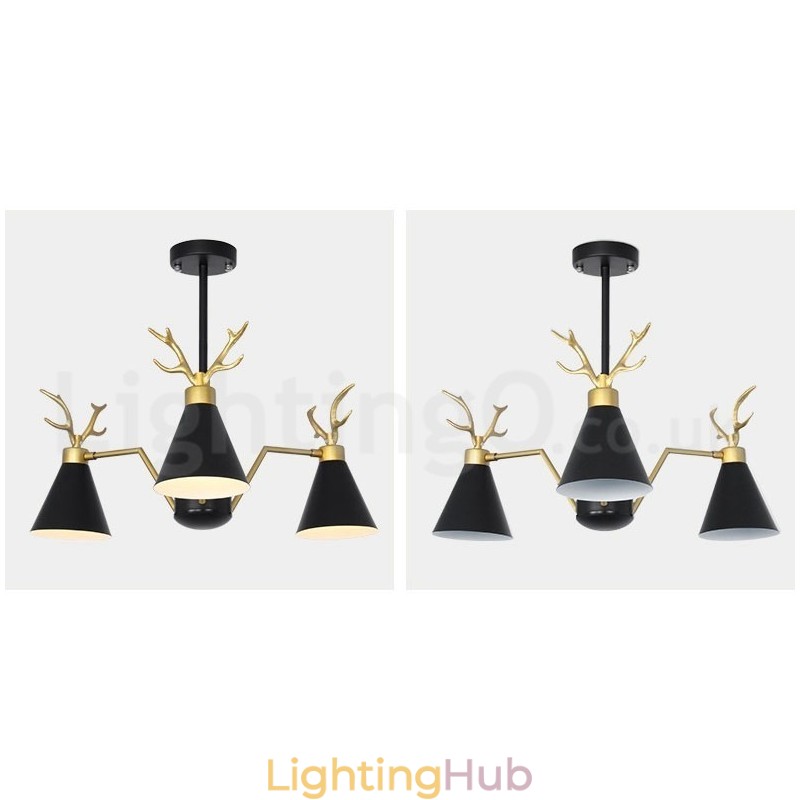 3 Light Nordic Macaron Modern Antlers Chandelier
