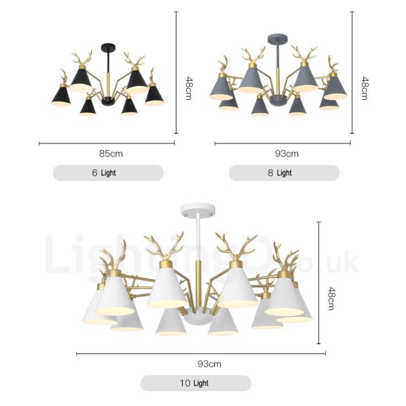 4 Light Nordic Macaron Modern Antlers Chandelier