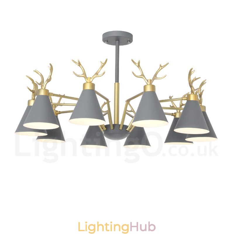 10 Light Nordic Macaron Modern Antlers Chandelier