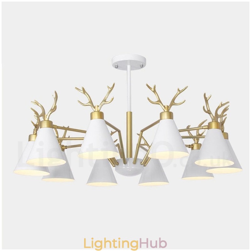 10 Light Nordic Macaron Modern Antlers Chandelier