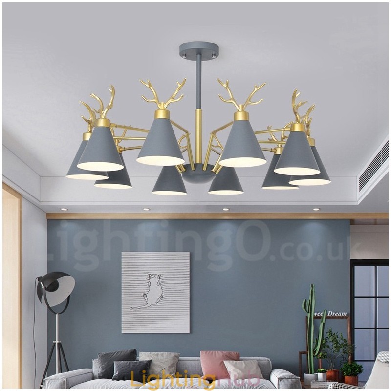 10 Light Nordic Macaron Modern Antlers Chandelier