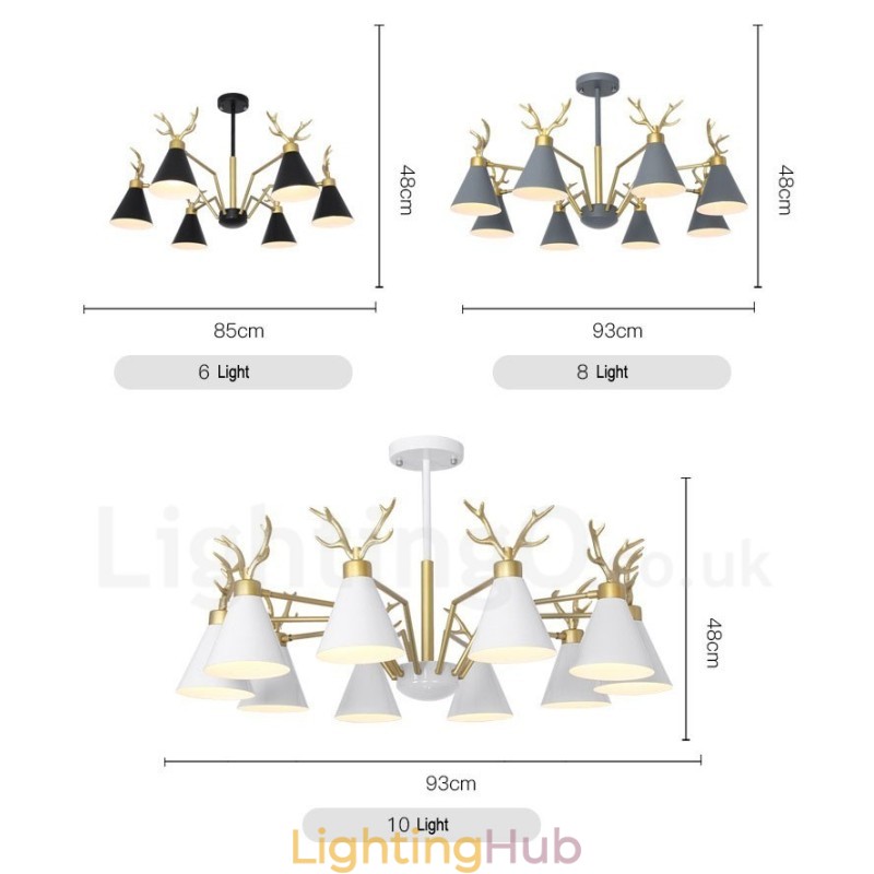 10 Light Nordic Macaron Modern Antlers Chandelier