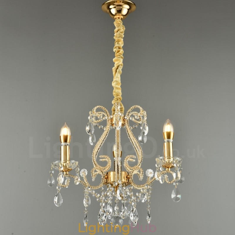 3 Light Gold Silver American Style Crystal Pendant Chandelier Light Store