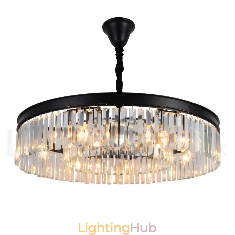 Postmodern Luxury Round K9 Crystal Pendant Chandelier Lights Exhibition Hall