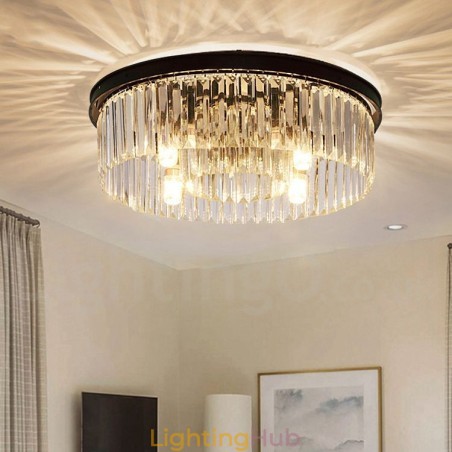 Postmodern Luxury Round K9 Crystal Flush Mount Ceiling Light Exhibition Hall Postmodern Luxury Round K9 Crystal Flush Mount Ceiling Light Exhibition Hall