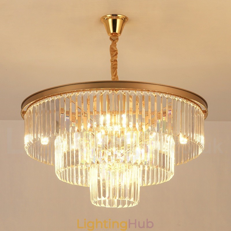 Postmodern Luxury Round K9 Crystal Pendant Chandelier Lights Exhibition Hall