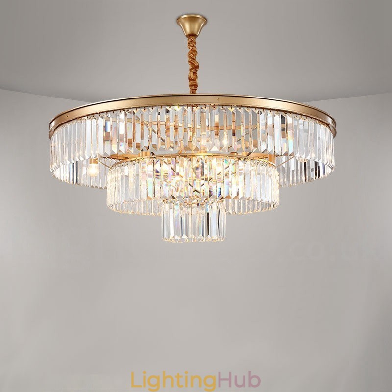 Postmodern Luxury Round K9 Crystal Pendant Chandelier Lights Exhibition Hall