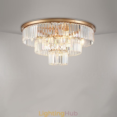 Postmodern Luxury Round K9 Crystal Flush Mount Ceiling Light Exhibition Hall Postmodern Luxury Round K9 Crystal Flush Mount Ceiling Light Exhibition Hall