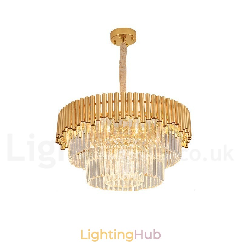 Postmodern Gold Luxury Round K9 Crystal Pendant Chandelier Lights Exhibition Hall