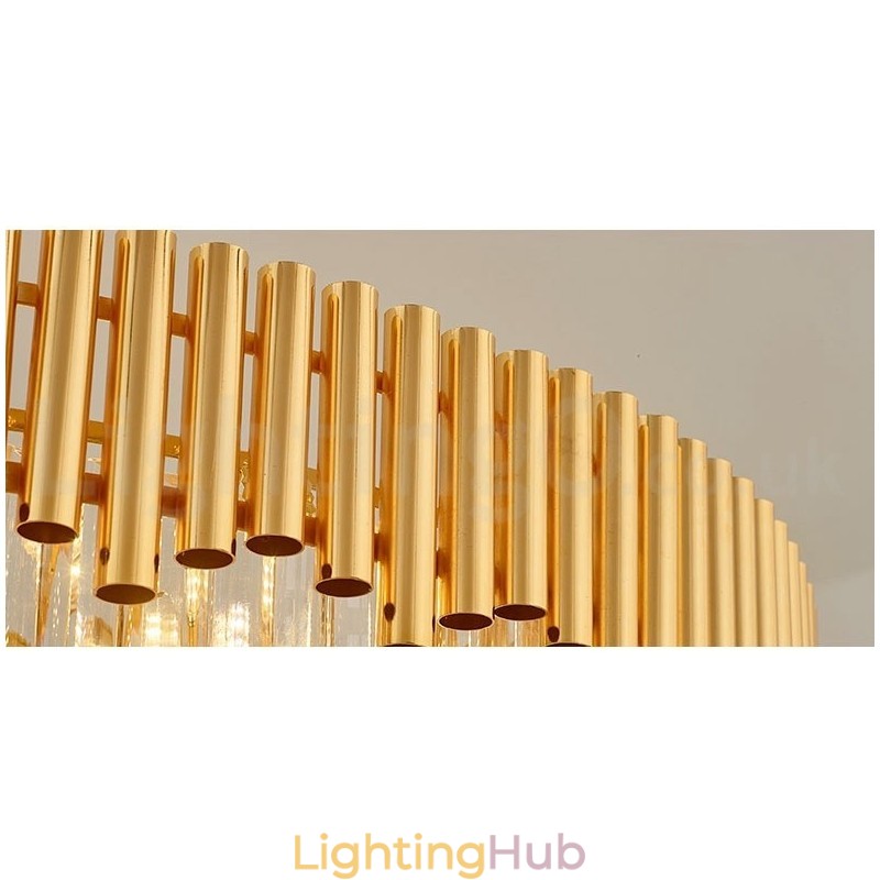 Postmodern Gold Luxury Round K9 Crystal Pendant Chandelier Lights Exhibition Hall