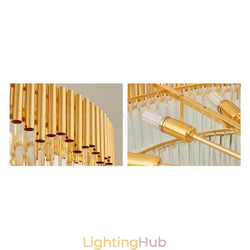 Postmodern Gold Luxury Round K9 Crystal Pendant Chandelier Lights Exhibition Hall