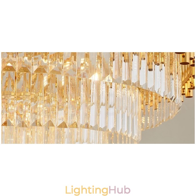 Postmodern Gold Luxury Round K9 Crystal Pendant Chandelier Lights Exhibition Hall