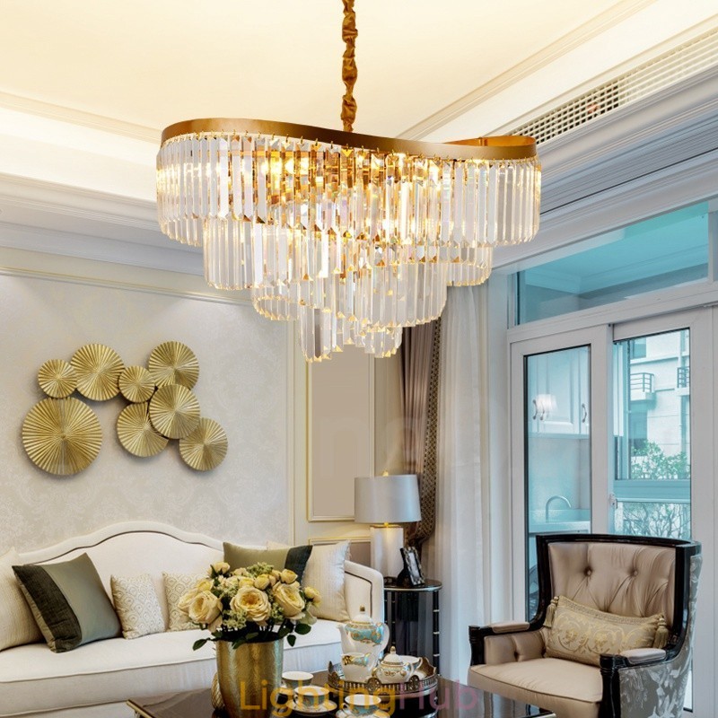 Gold Postmodern Luxury Round K9 Crystal Pendant Chandelier Exhibition Hall