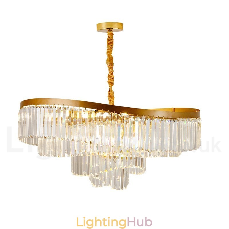 Gold Postmodern Luxury Round K9 Crystal Pendant Chandelier Exhibition Hall