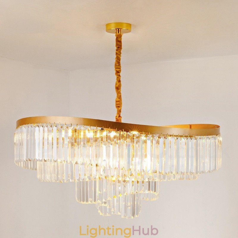 Gold Postmodern Luxury Round K9 Crystal Pendant Chandelier Exhibition Hall