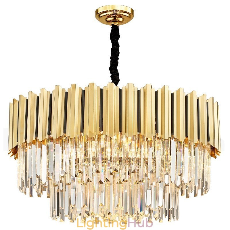 This Year Luxury Postmodern Gold Round K9 Crystal Pendant Chandelier Exhibition Hall