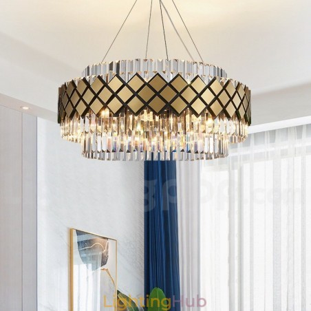 Luxury Modern Gold Plus Black Round K9 Crystal Pendant Chandelier Exhibition Hall Luxury Modern Gold Plus Black Round K9 Crystal Pendant Chandelier Exhibition Hall