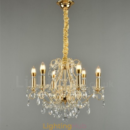 6 Light Gold Silver American Style Crystal Pendant Chandelier Light Store 6 Light Gold Silver American Style Crystal Pendant Chandelier Light Store