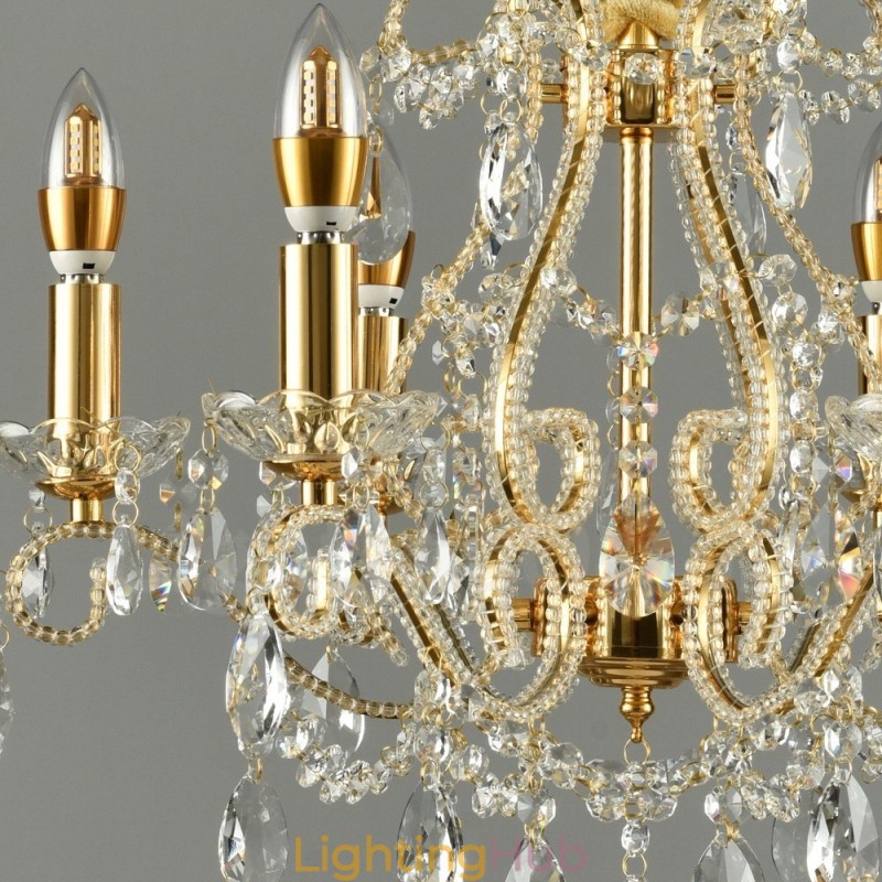 6 Light Gold Silver American Style Crystal Pendant Chandelier Light Store