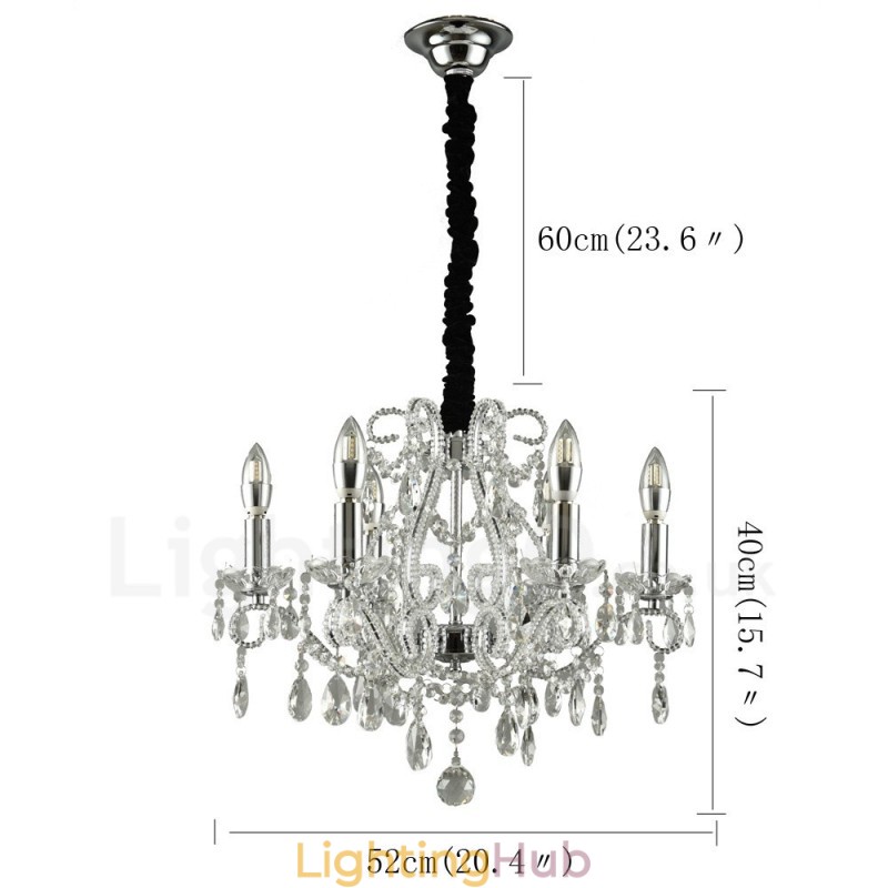 6 Light Gold Silver American Style Crystal Pendant Chandelier Light Store