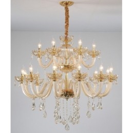18 (12+6) Light Champagne Colour Elegant Crystal Candle Chandelier