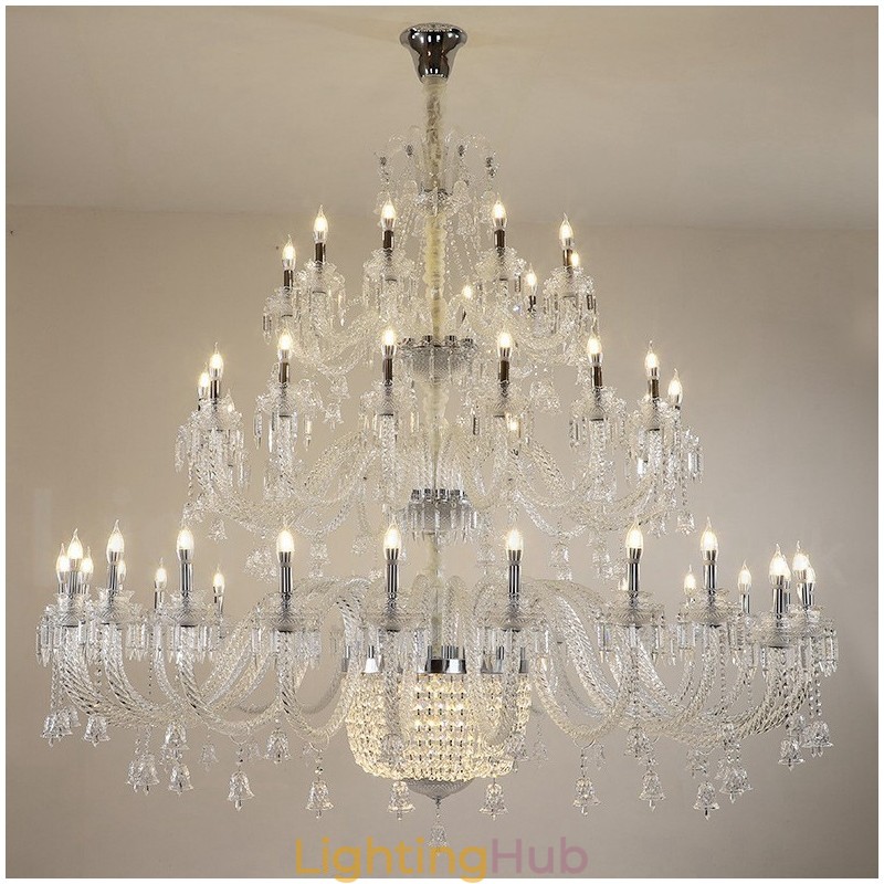 50 Light Clear Elegant Luxurious Crystal Candle Chandelier Exhibition Hal