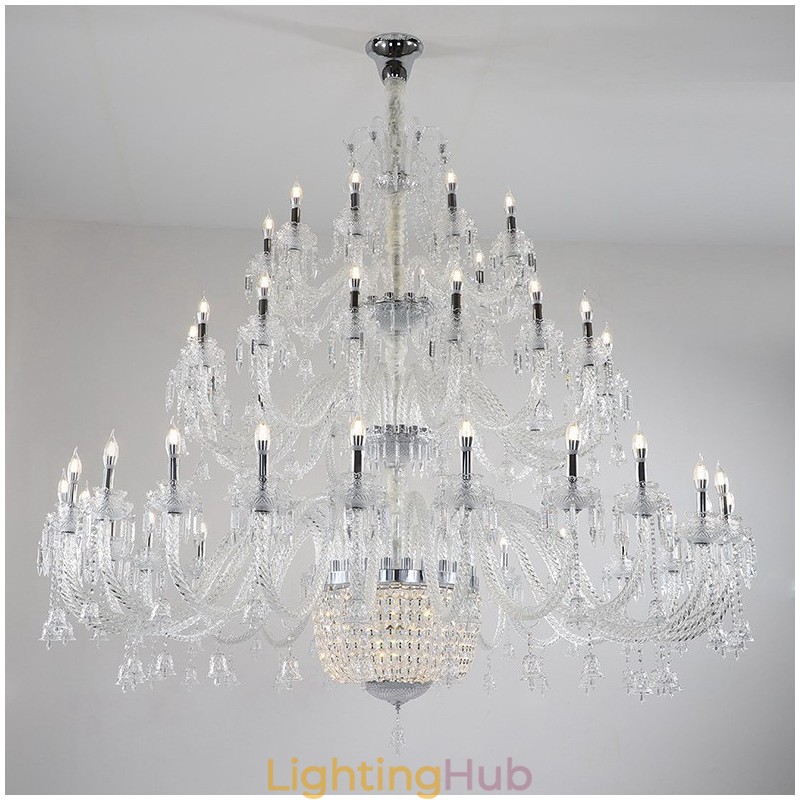 50 Light Clear Elegant Luxurious Crystal Candle Chandelier Exhibition Hal