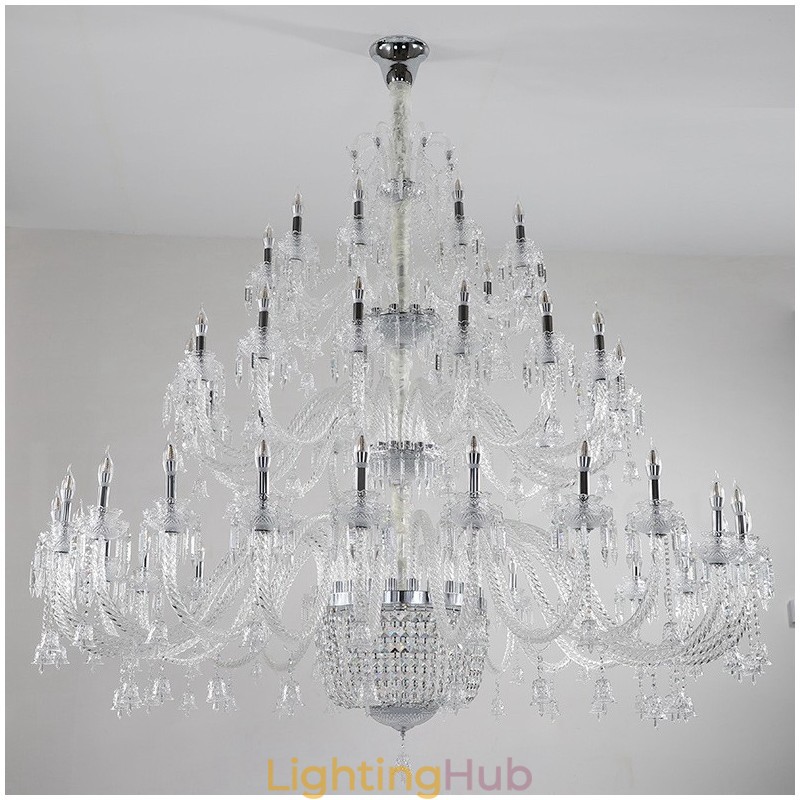 50 Light Clear Elegant Luxurious Crystal Candle Chandelier Exhibition Hal