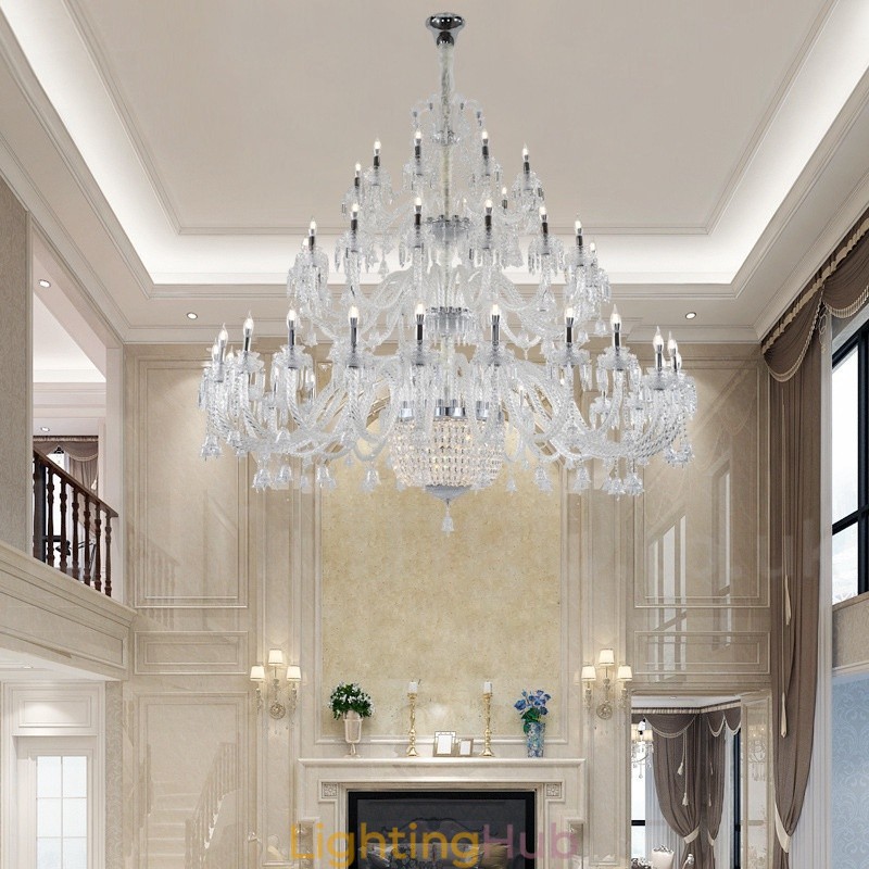 50 Light Clear Elegant Luxurious Crystal Candle Chandelier Exhibition Hal