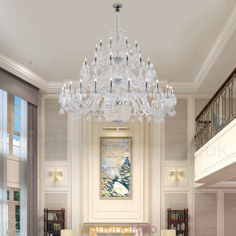 50 Light Clear Elegant Luxurious Crystal Candle Chandelier Exhibition Hal