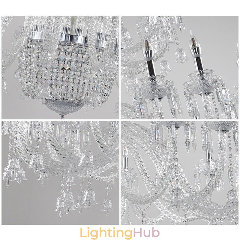 50 Light Clear Elegant Luxurious Crystal Candle Chandelier Exhibition Hal
