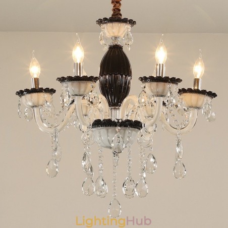 6 Light Black Candle Chandelier with Crystal 6 Light Black Candle Chandelier with Crystal