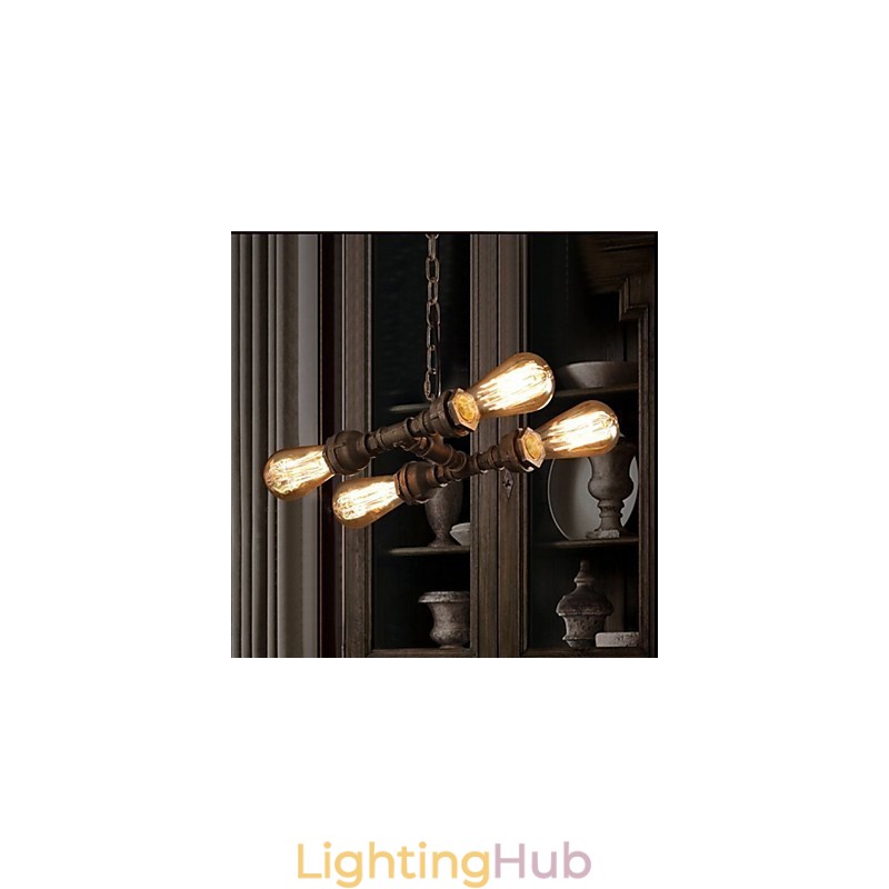 4 Light American Industrial Water Pipe Retro style Wind