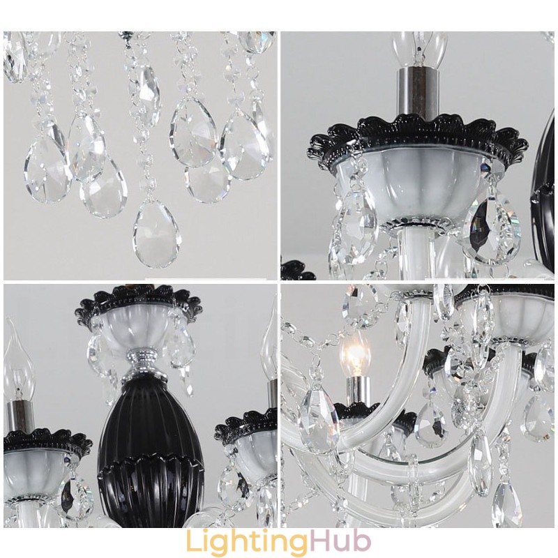 6 Light Black Candle Chandelier with Crystal