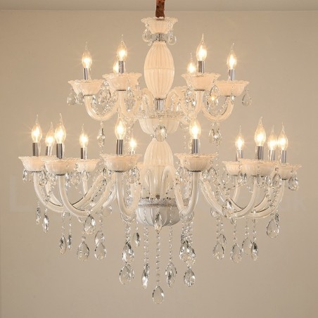 18 (12+6) Light White Elegant Candle Chandelier with Crystal 18 (12+6) Light White Elegant Candle Chandelier with Crystal