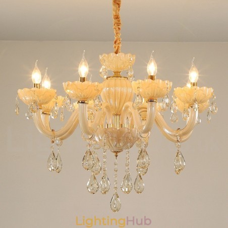 8 Light Luxurious Champagne Crystal Candle Chandelier 8 Light Luxurious Champagne Crystal Candle Chandelier