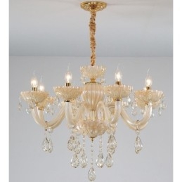8 Light Luxurious Champagne Crystal Candle Chandelier