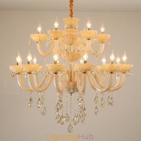 18 (12+6) Light Luxurious Champagne Crystal Candle Chandelier 18 (12+6) Light Luxurious Champagne Crystal Candle Chandelier