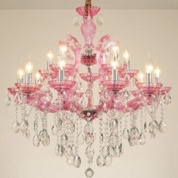 Multi Colours 18 (12+6) Light Luxurious Crystal Candle Chandelier with Clear Crystal