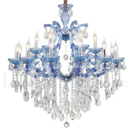 Multi Colours 18 (12+6) Light Luxurious Crystal Candle Chandelier with Clear Crystal