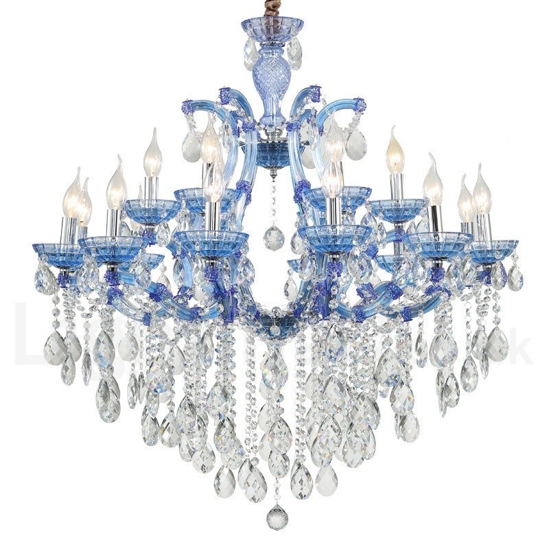 Multi Colours 18 (12+6) Light Luxurious Crystal Candle Chandelier with Clear Crystal
