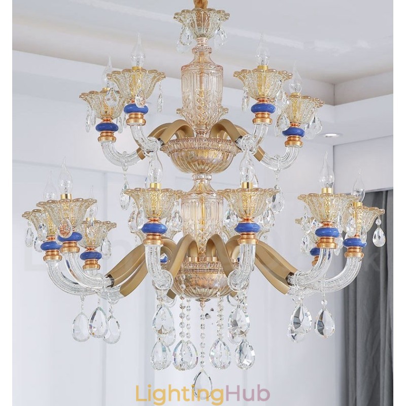 15 (10+5) Light Modern Contemporary Champagne Candle Chandelier with Crystal