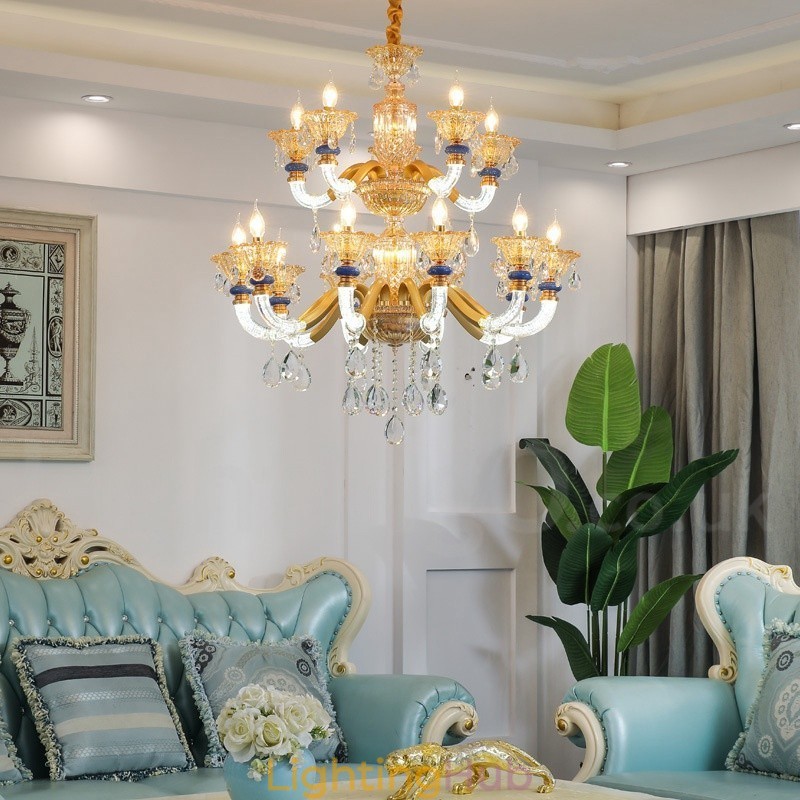 15 (10+5) Light Modern Contemporary Champagne Candle Chandelier with Crystal