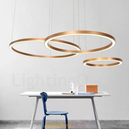 Wi Fi Smart Dimmable Gold Rose Gold Modern Contemporary 3 Rings Light Aluminum Alloy Pendant Light with Acrylic Shade Wi Fi Smart Dimmable Gold Rose Gold Modern Contemporary 3 Rings Light Aluminum Alloy Pendant Light with Acrylic Shade