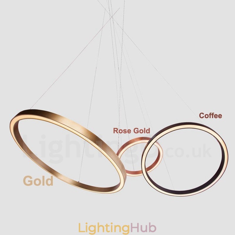 Wi Fi Smart Dimmable Gold Rose Gold Modern Contemporary 3 Rings Light Aluminum Alloy Pendant Light with Acrylic Shade