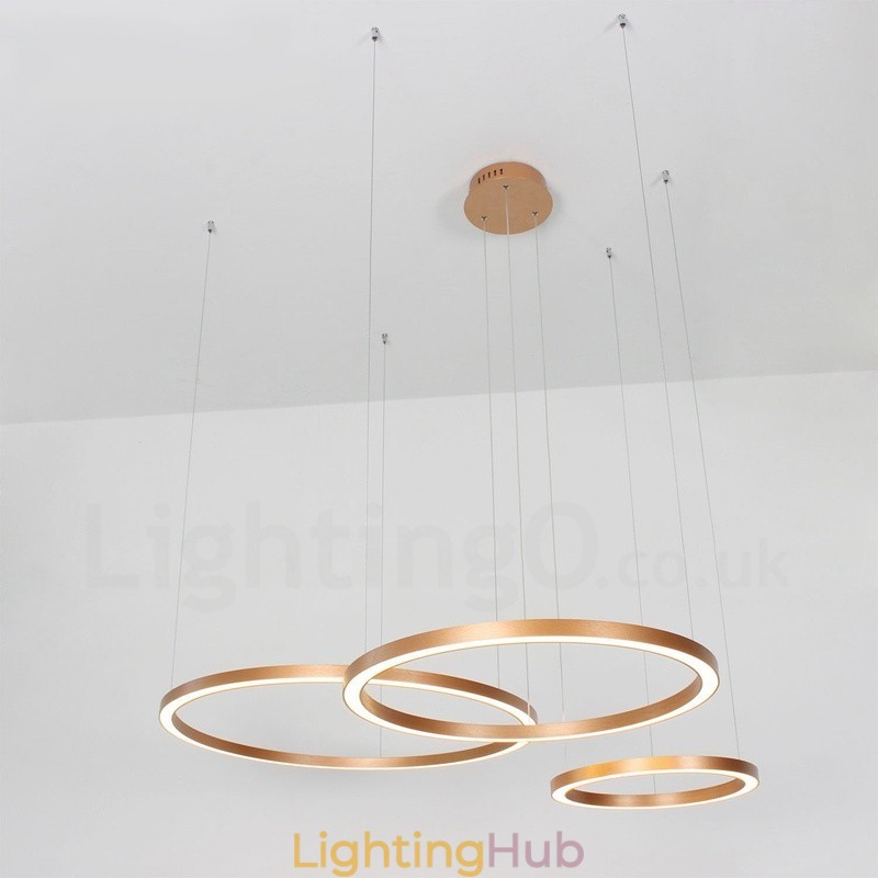 Wi Fi Smart Dimmable Gold Rose Gold Modern Contemporary 3 Rings Light Aluminum Alloy Pendant Light with Acrylic Shade